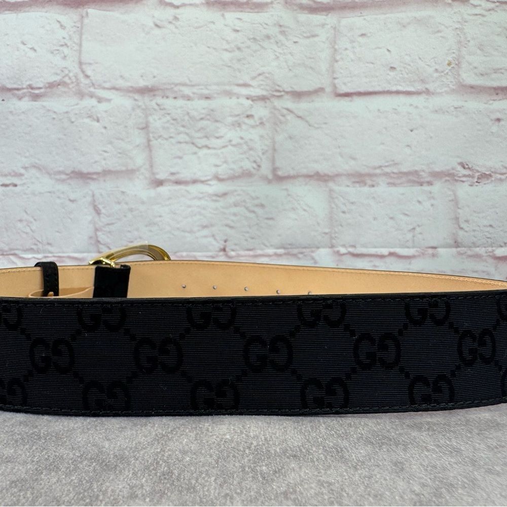 NEW Gucci Black GG Monogram Lurex Canvas Belt - Picture 7 of 13